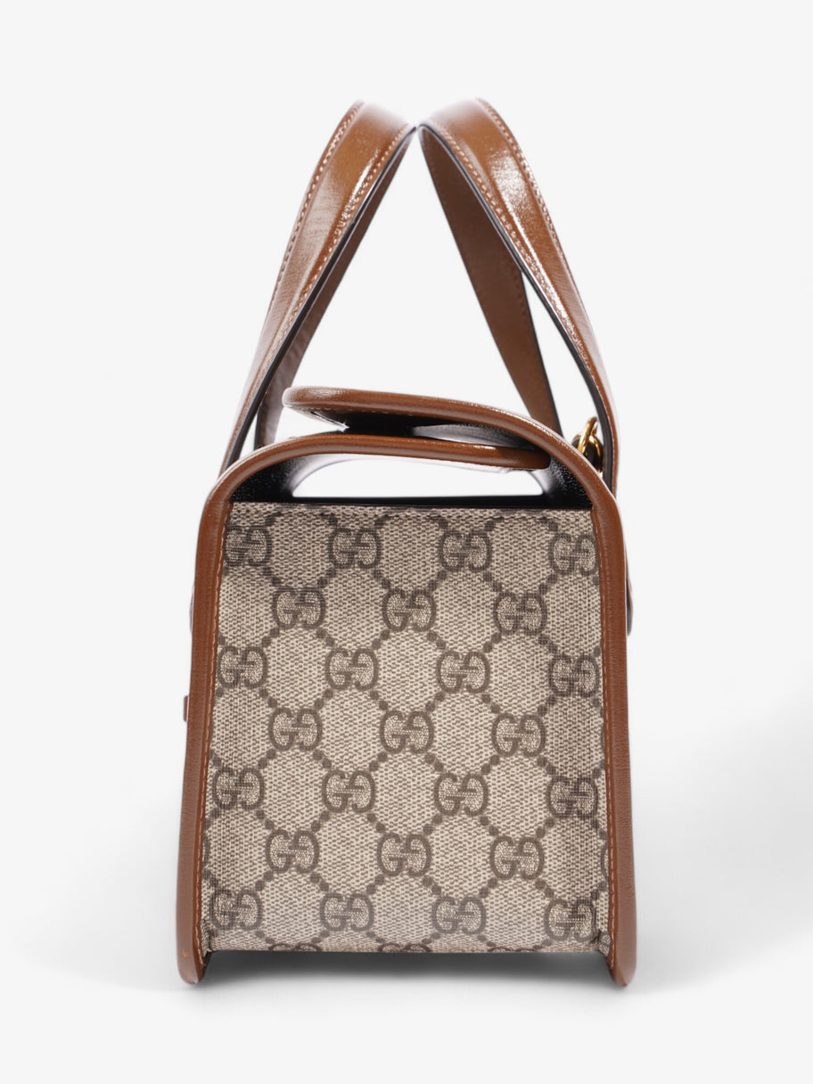 Gucci Horsebit 1955 Top Handle GG Supreme / Brown Coated Canvas Mini Image 3