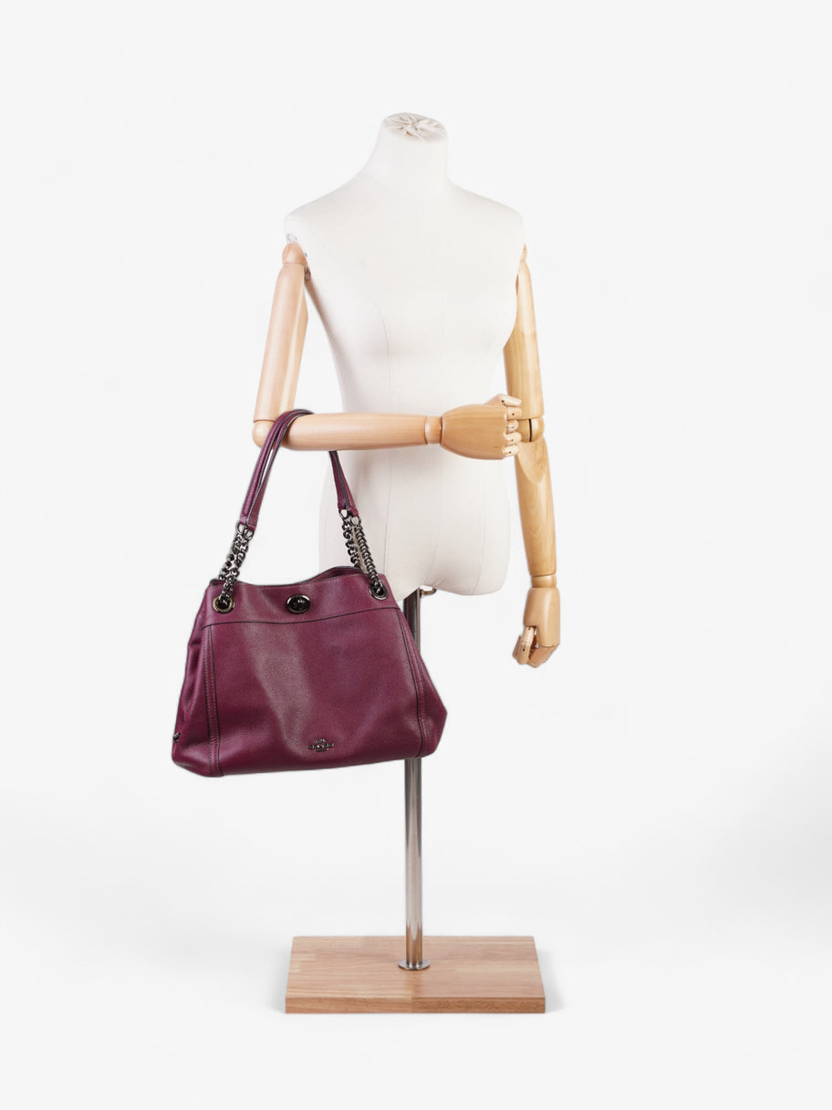 Coach Edie Turnlock Burgundy Leather Image 2