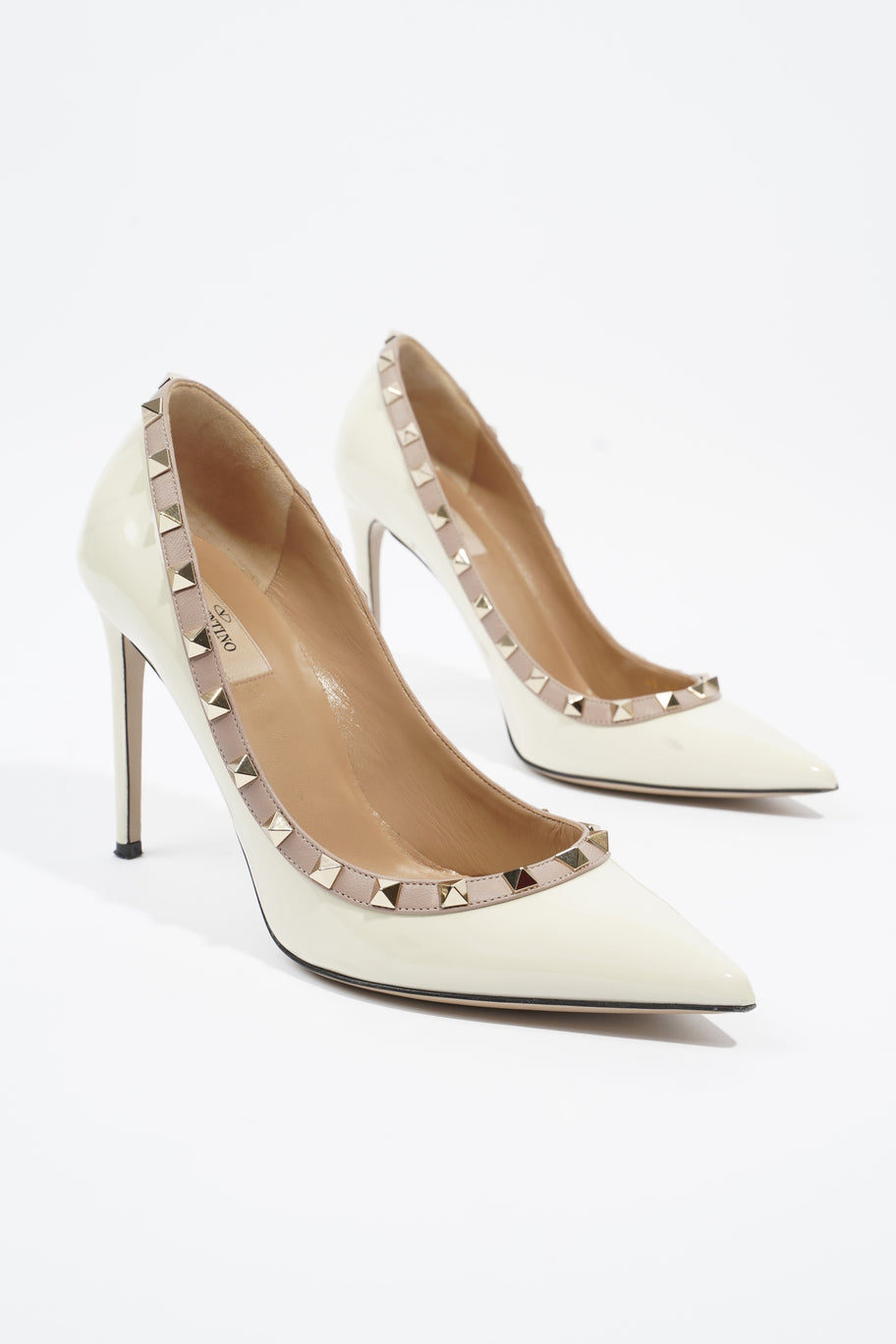 Rockstud Heels 100 White / Nude Patent Leather EU 40 UK 7 Image 2