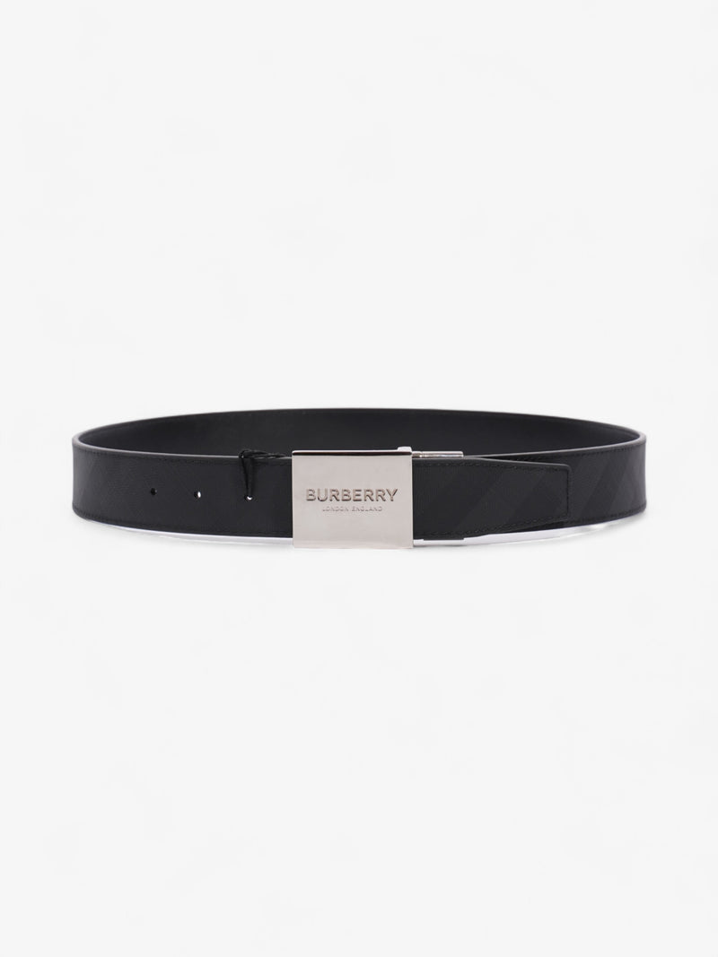  Burberry Reversible Plaque Belt Black Coated Canvas 85cm 34