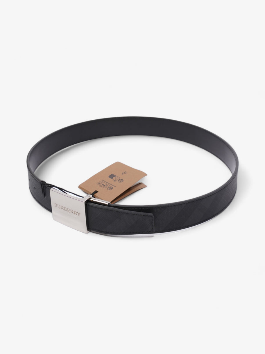 Burberry Reversible Plaque Belt Black Coated Canvas 85cm 34