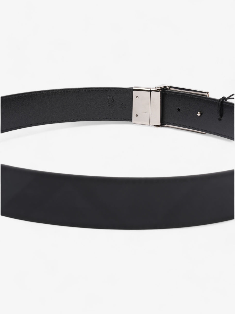 Burberry Reversible Plaque Belt Black Coated Canvas 85cm 34