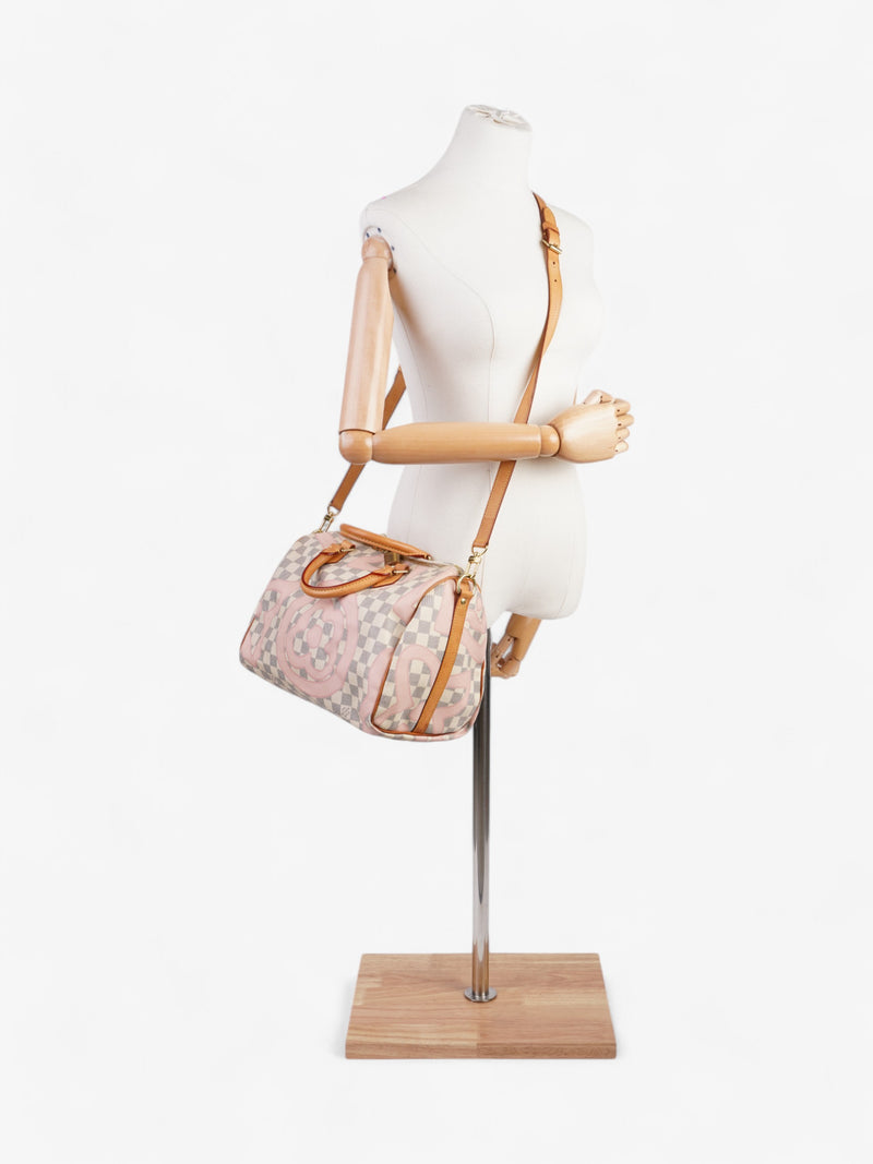  Louis Vuitton Speedy Bandoulière Damier Azur / Light Pink Coated Canvas 30