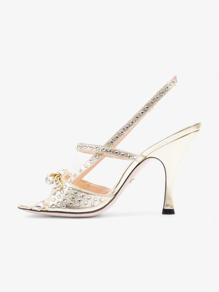 Gucci Gucci Crystal Sandals 80 Gold Leather EU 36 UK 3 Image 3