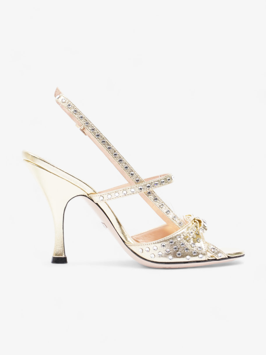 Gucci Gucci Crystal Sandals 80 Gold Leather EU 36 UK 3 Image 4