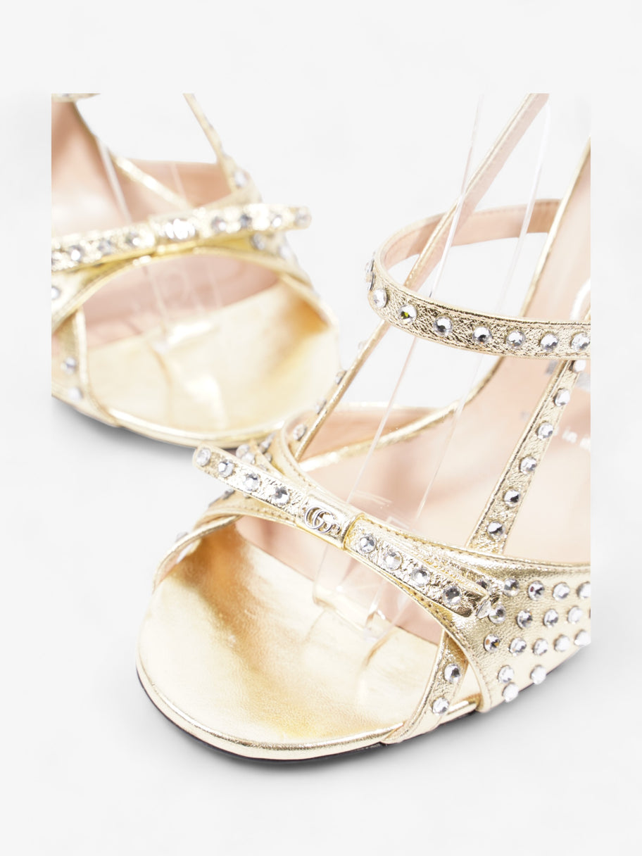 Gucci Gucci Crystal Sandals 80 Gold Leather EU 36 UK 3 Image 9