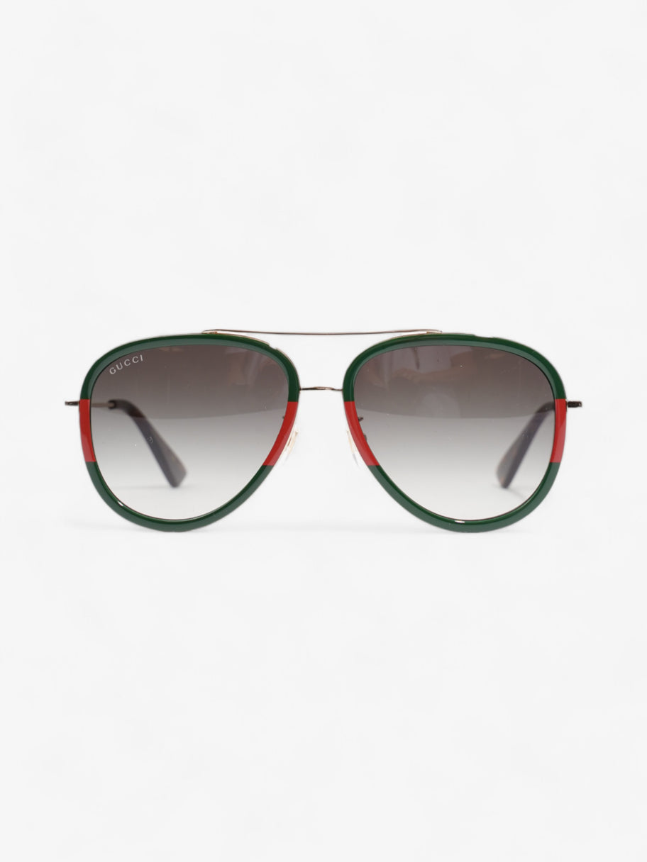 Gucci Web Aviator  Gold / Green / Red Acetate 140mm Image 1