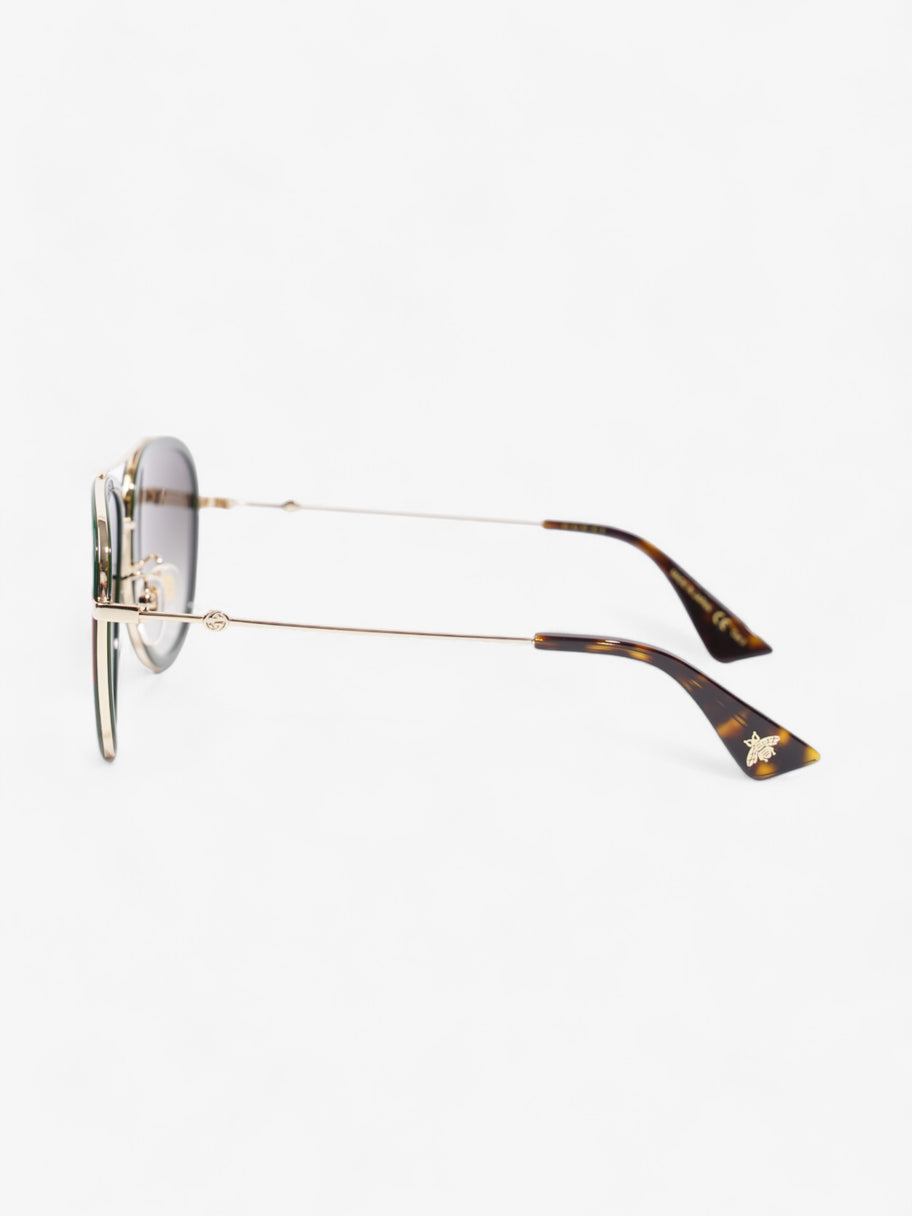 Gucci Web Aviator  Gold / Green / Red Acetate 140mm Image 2