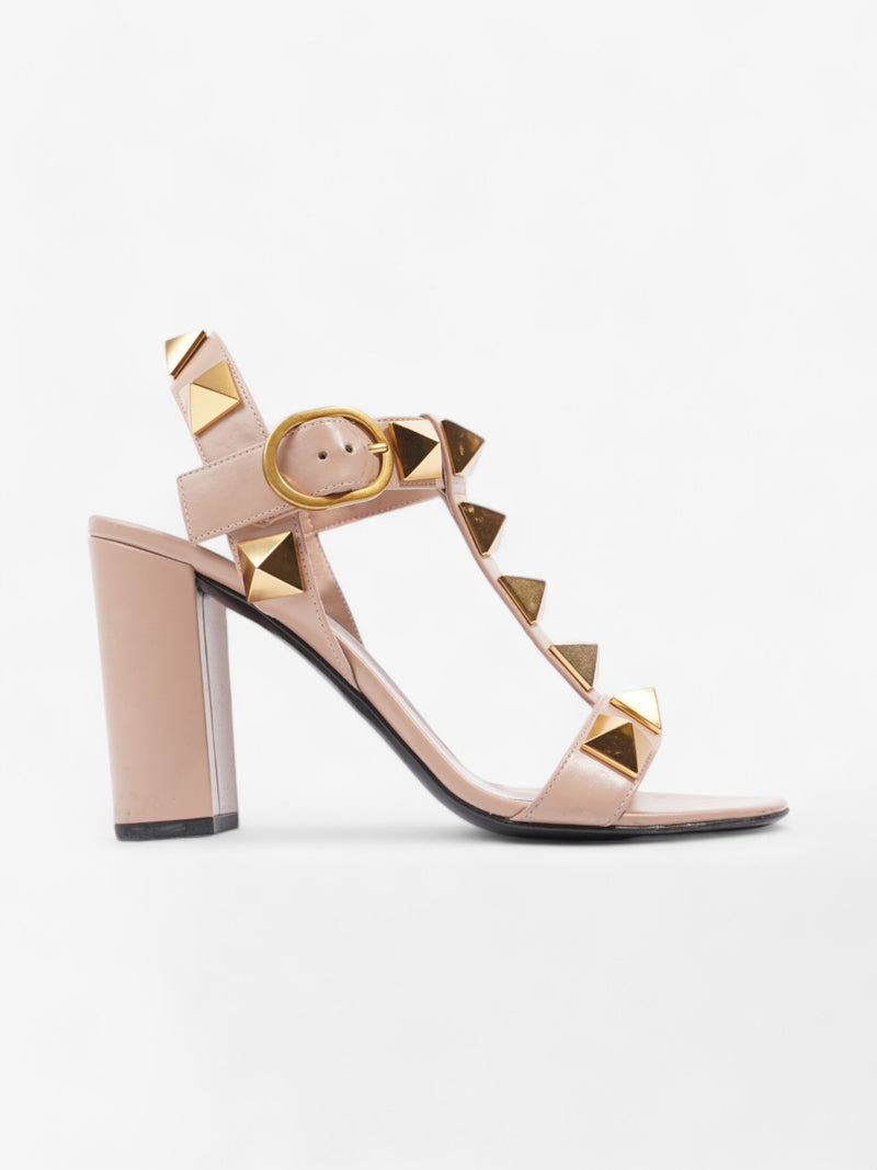  Valentino Roman Stud Sandals 90mm Dusty Pink / Gold Calfskin Leather EU 37.5 UK 4.5