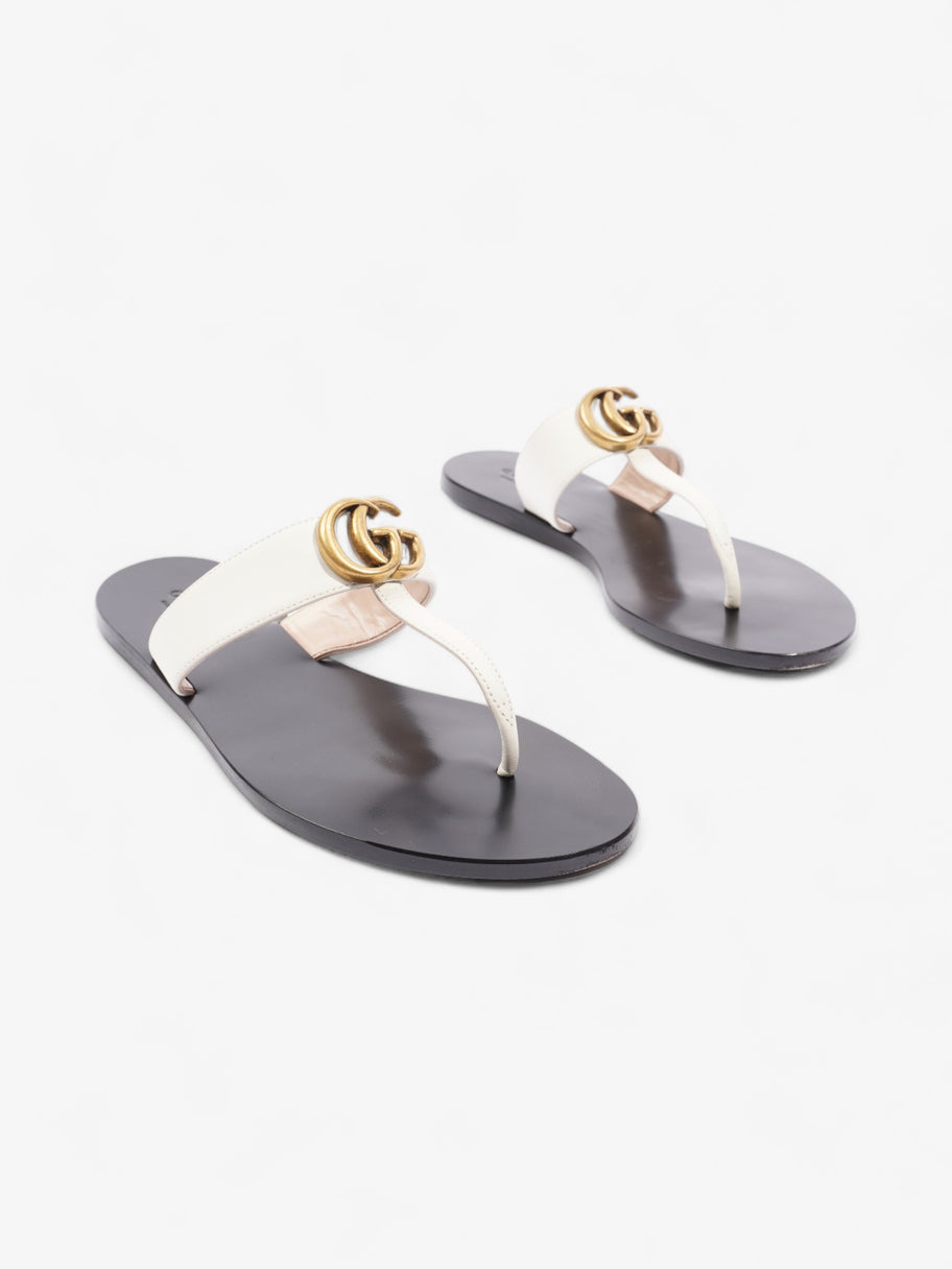 Marmont Flat Thong Sandals White / Gold Leather EU 38 UK 5 Image 2