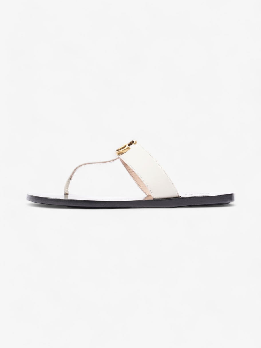 Marmont Flat Thong Sandals White / Gold Leather EU 38 UK 5 Image 5