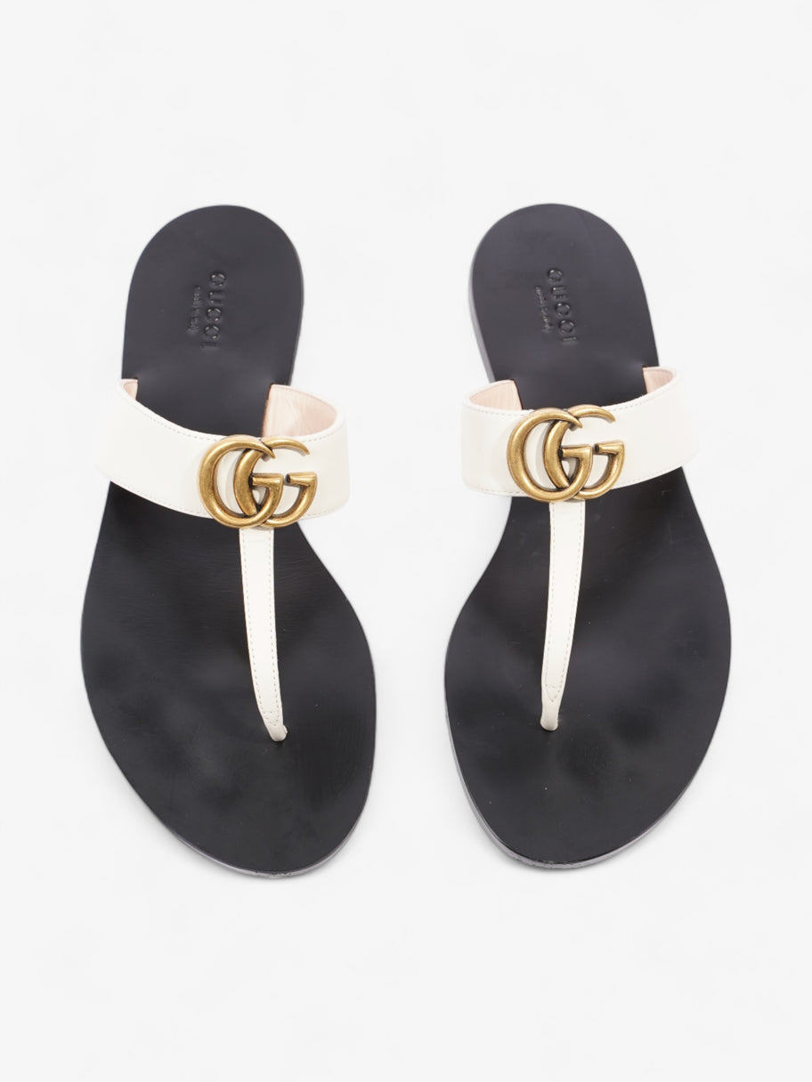 Marmont Flat Thong Sandals White / Gold Leather EU 38 UK 5 Image 8