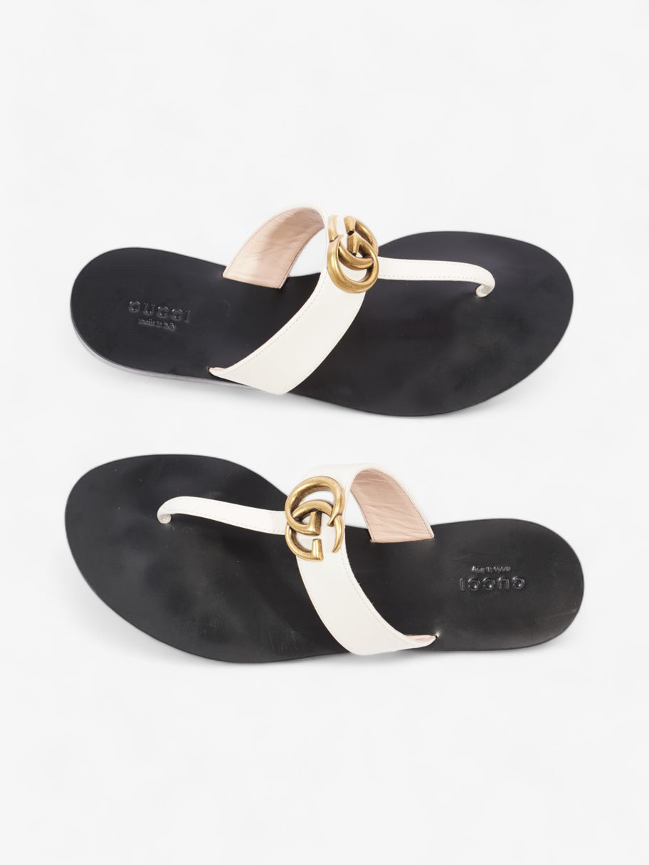 Marmont Flat Thong Sandals White / Gold Leather EU 38 UK 5 Image 9