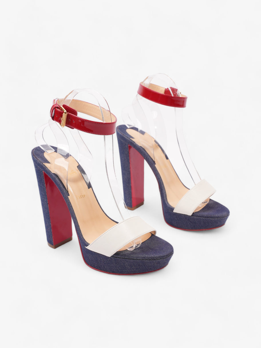 Christian Louboutin Cherry Sandals 140 White / Blue / Red Denim EU 39 UK 6 Image 2