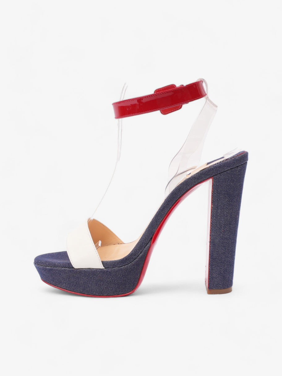 Christian Louboutin Cherry Sandals 140 White / Blue / Red Denim EU 39 UK 6 Image 3