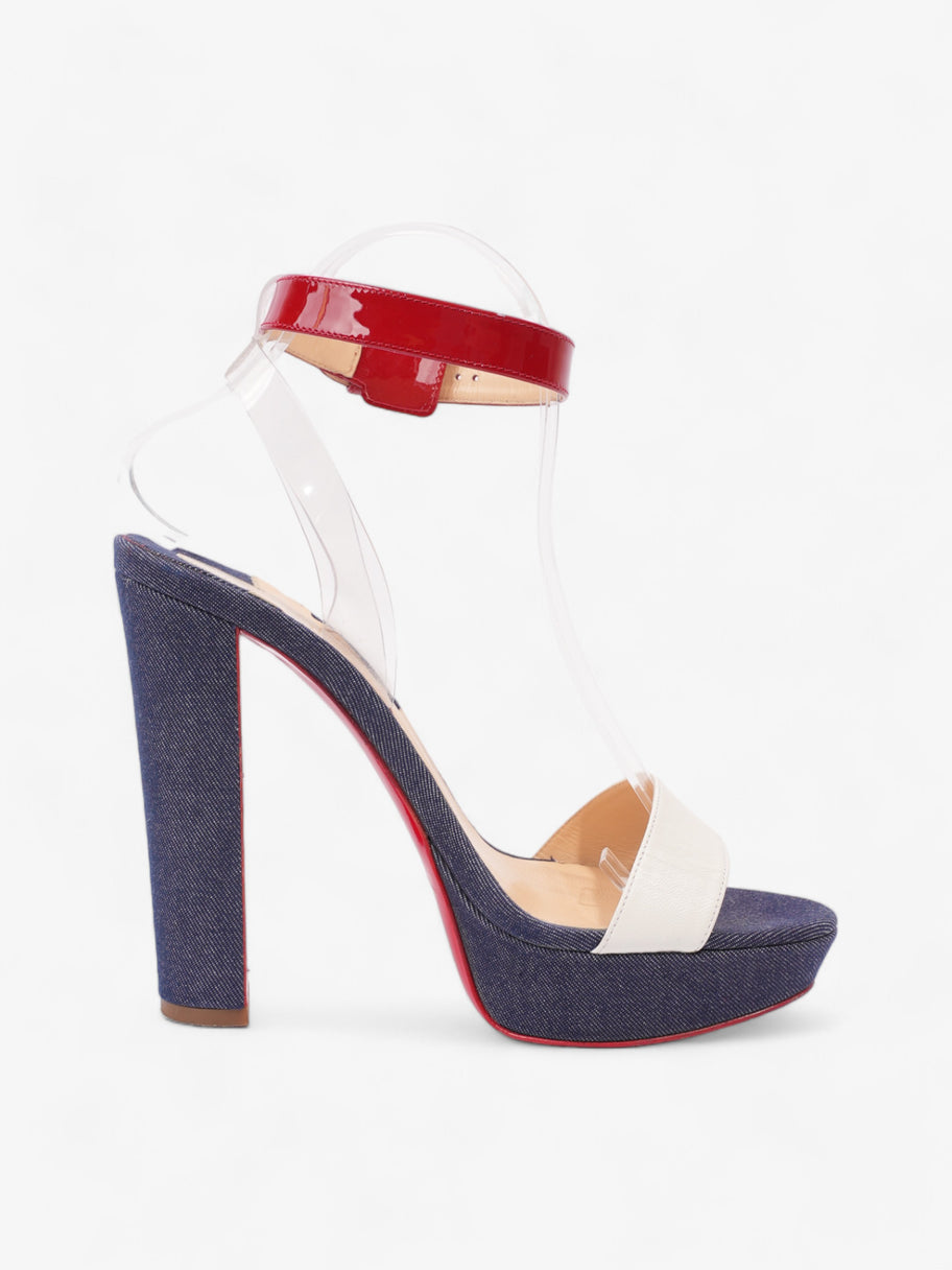 Christian Louboutin Cherry Sandals 140 White / Blue / Red Denim EU 39 UK 6 Image 4