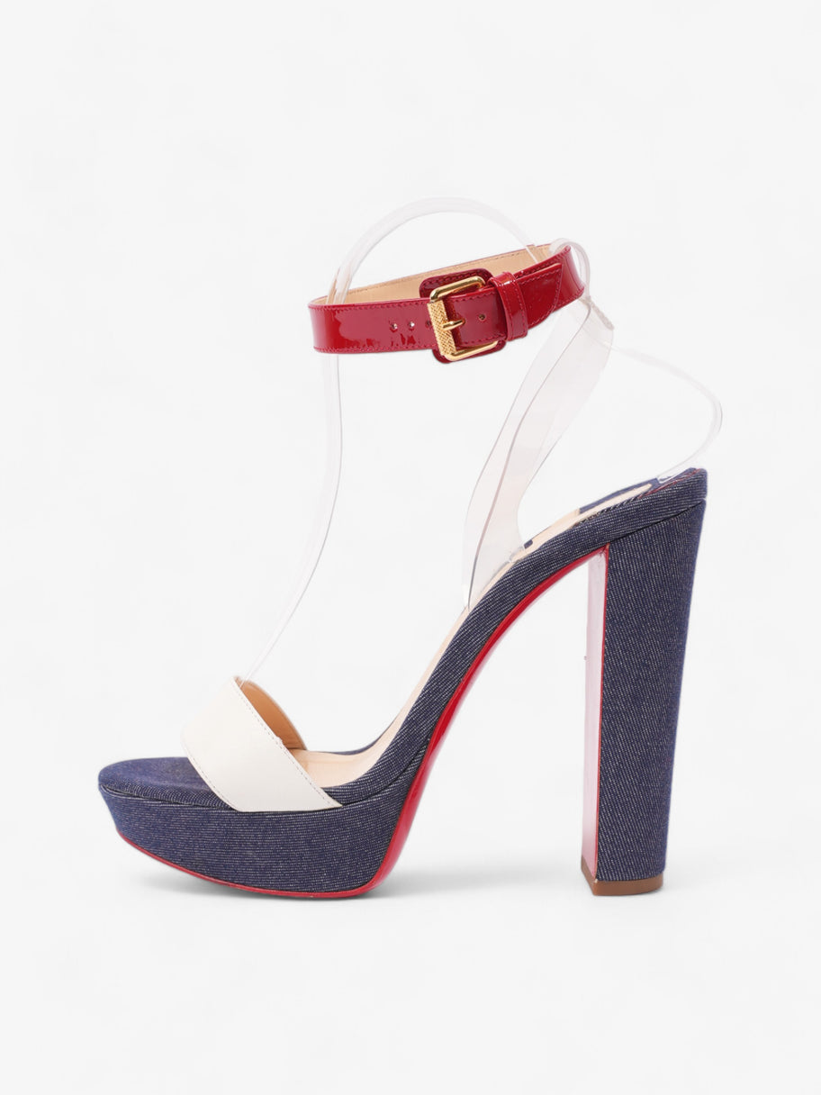 Christian Louboutin Cherry Sandals 140 White / Blue / Red Denim EU 39 UK 6 Image 5