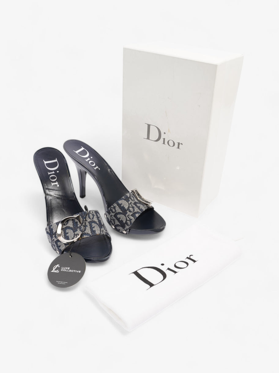 Christian Dior Monogram CD Buckle Heels 80 Navy Monogram Cloth EU 40 UK 7 Image 10