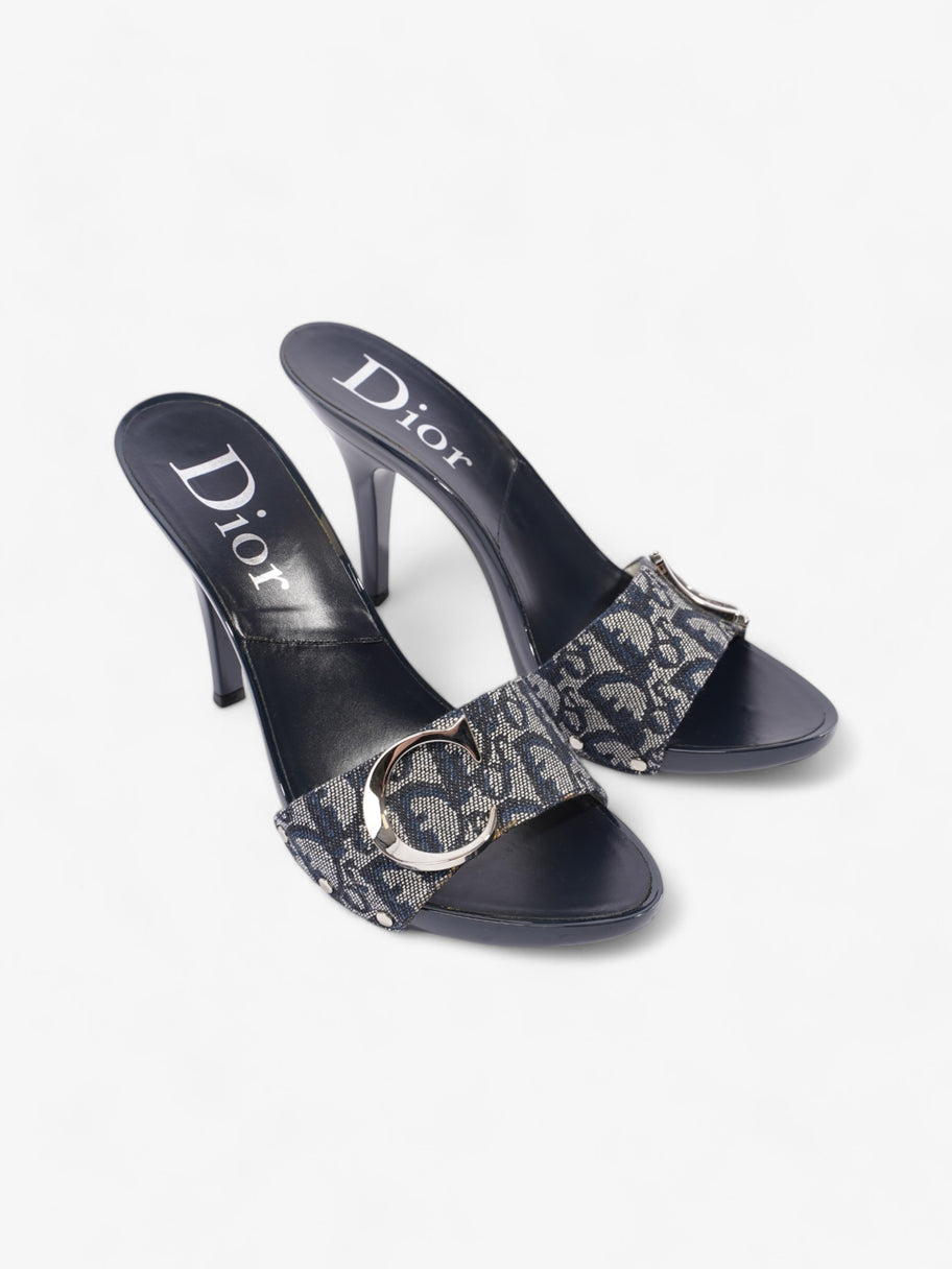 Christian Dior Monogram CD Buckle Heels 80 Navy Monogram Cloth EU 40 UK 7 Image 2