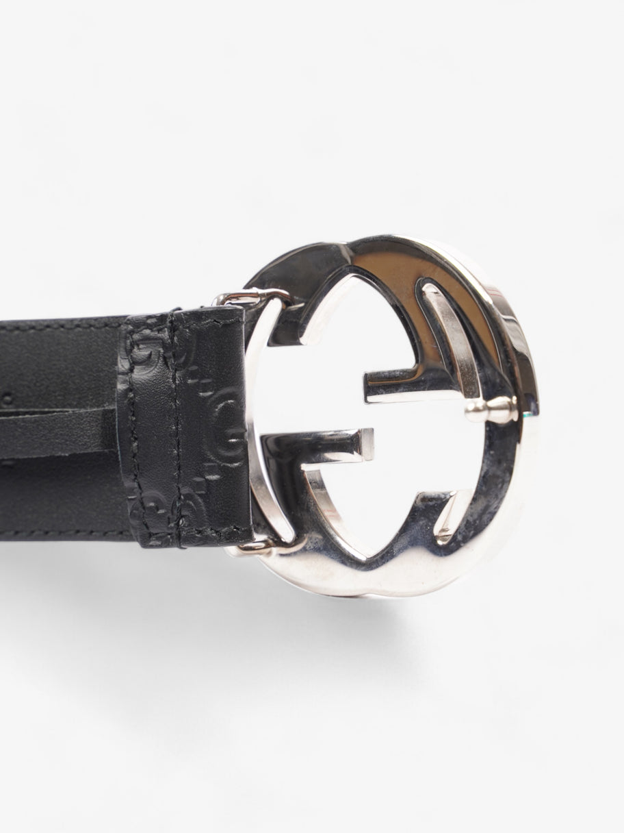 Gucci Wide Belt with Interlocking G Buckle Black Leather 90cm / 36