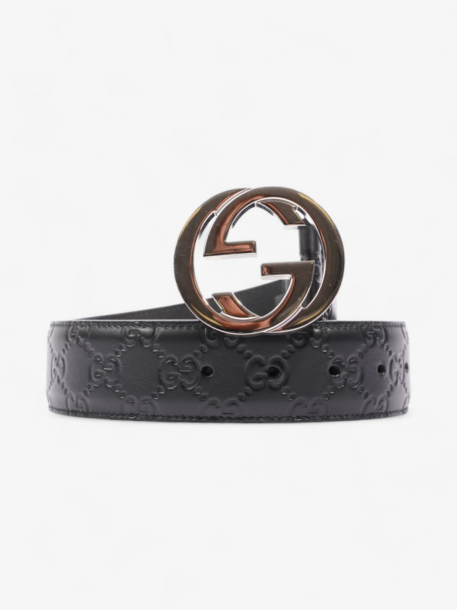 Gucci Wide Belt with Interlocking G Buckle Black Leather 90cm / 36