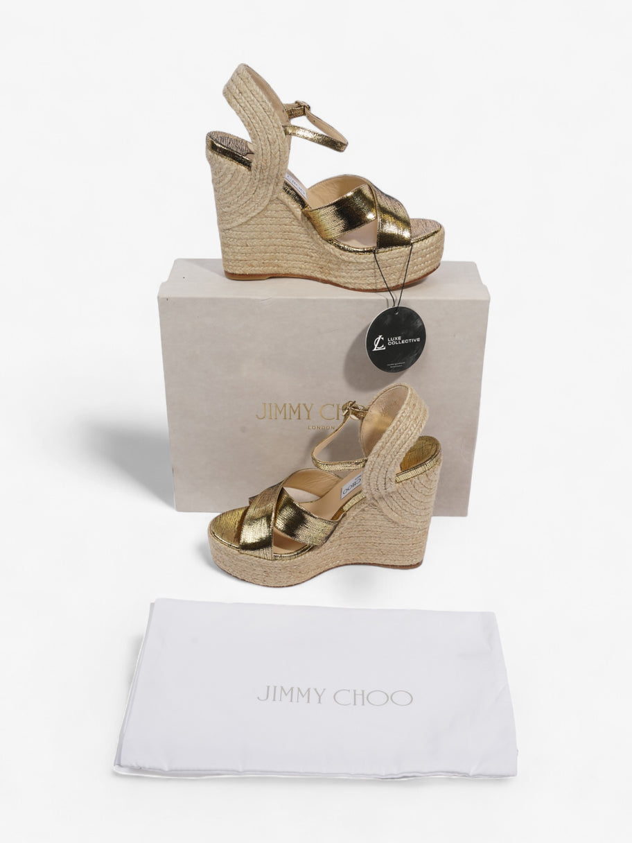 Jimmy Choo Dellena 120mm Gold Leather EU 37.5 UK 4.5 Image 10