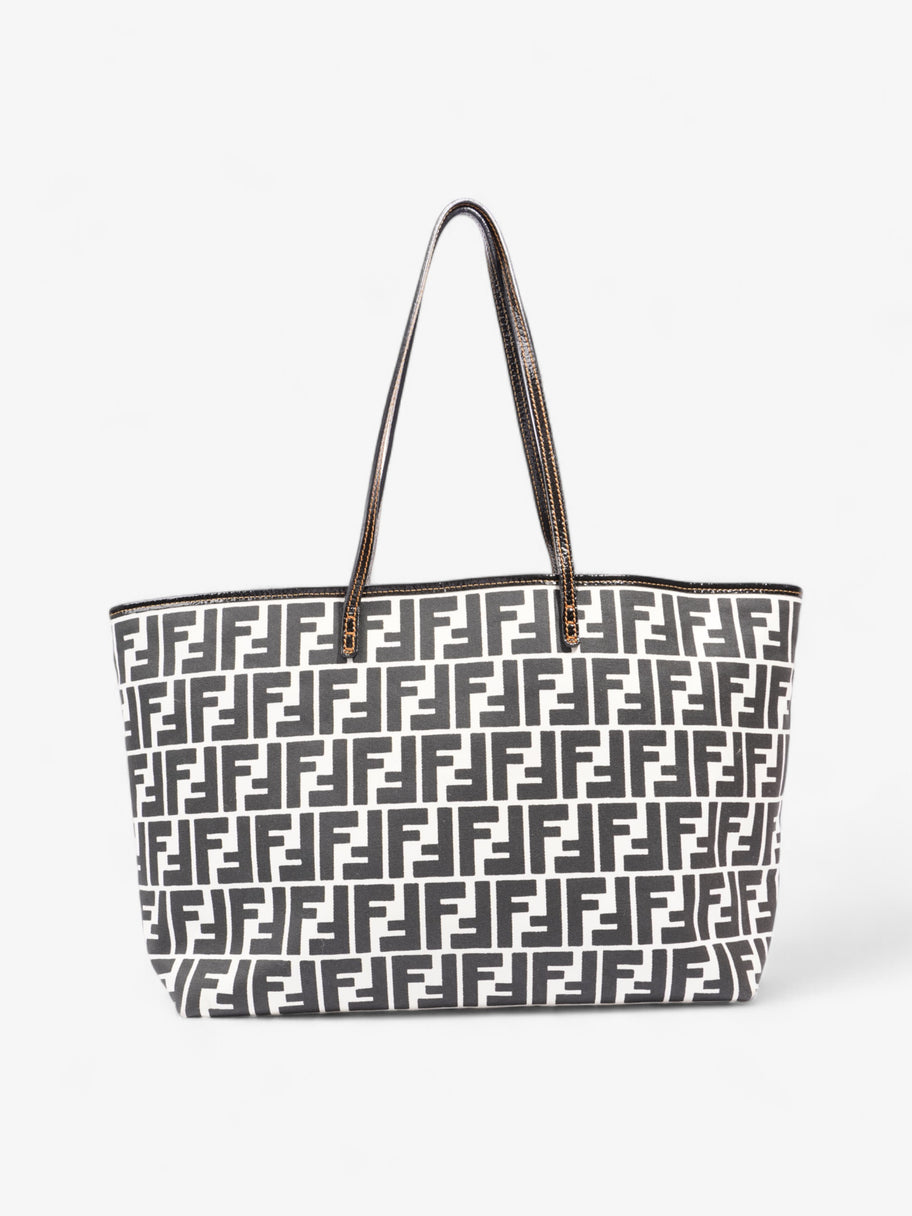 Fendi FF Roll Tote White / Black Canvas Image 4