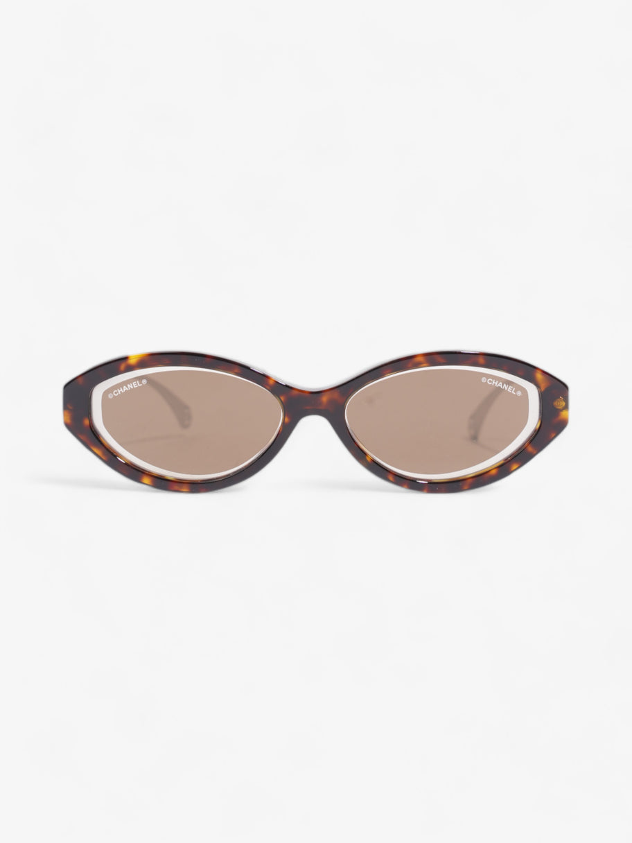 Chanel Oval Sunglasses Dark Tortoise Acetate 140mm Image 1