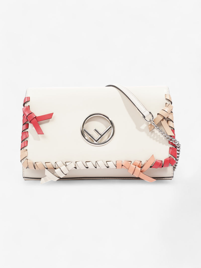  Fendi F is Fendi Whipstitch Bow Wallet On Chain Camelia / Multicoloured Calfskin Leather