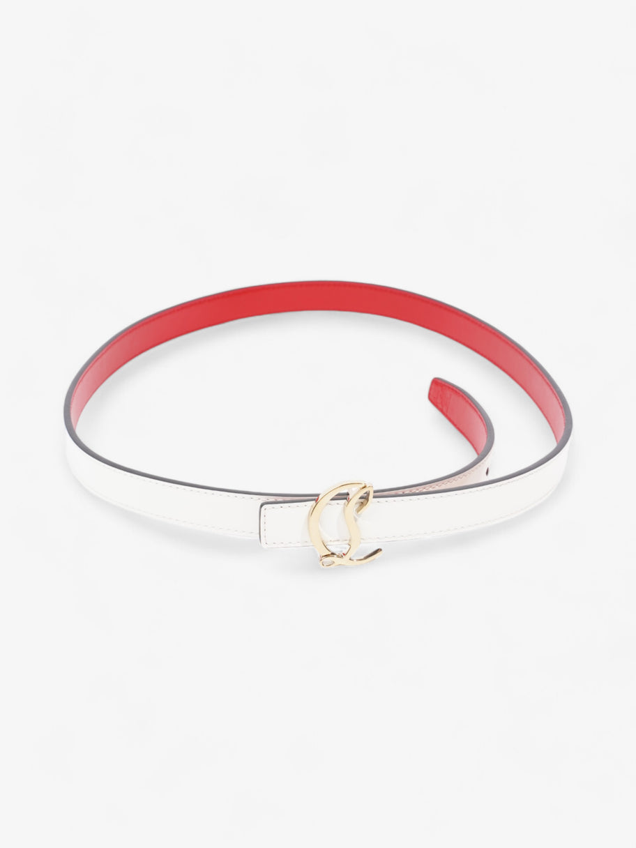 Christian Louboutin CL Logo Belt White / Red Calfskin Leather 85cm / 34