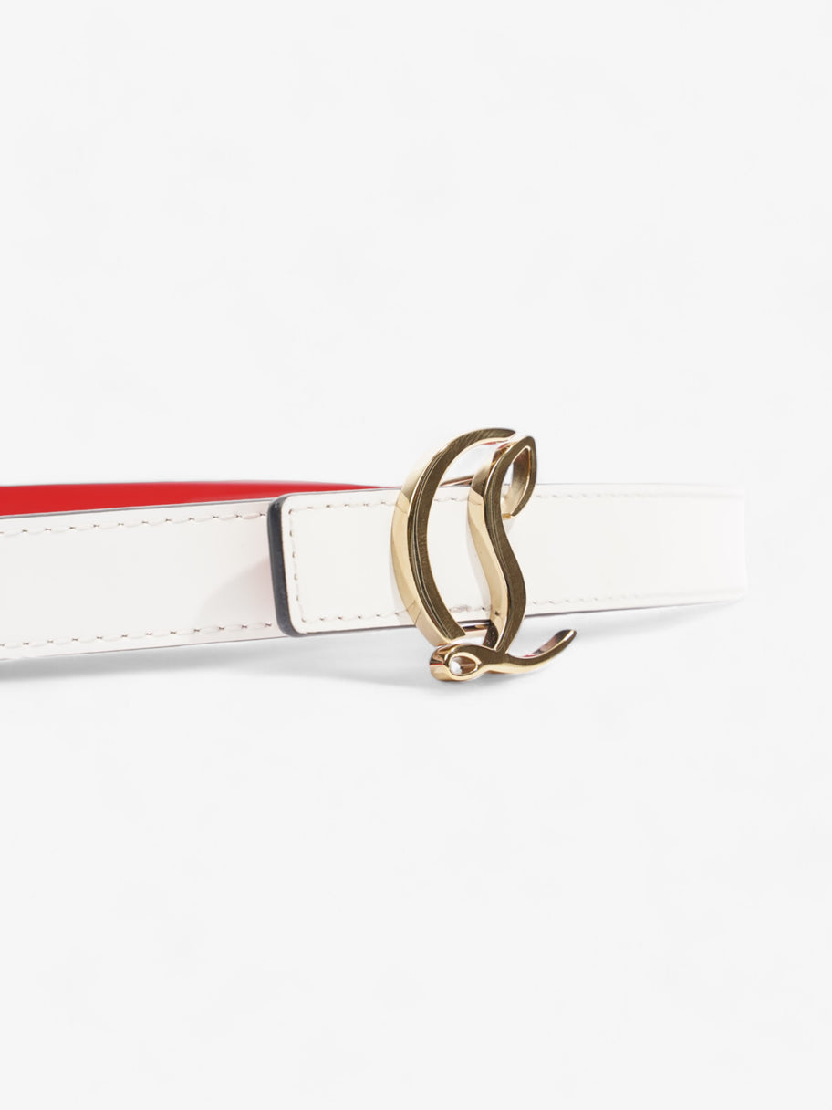 Christian Louboutin CL Logo Belt White / Red Calfskin Leather 85cm / 34