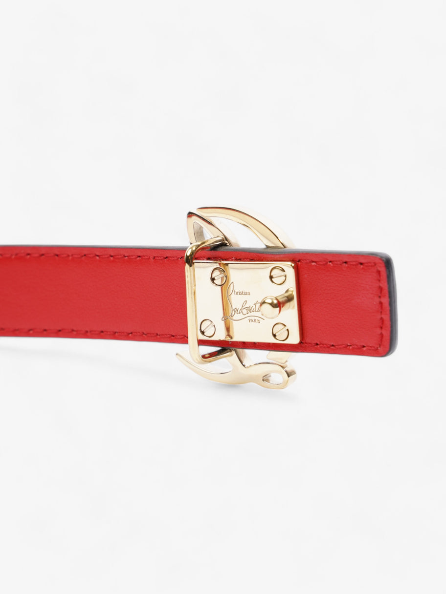 Christian Louboutin CL Logo Belt White / Red Calfskin Leather 85cm / 34