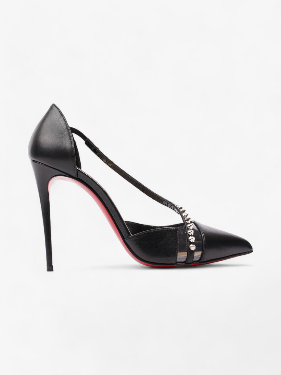 Christian Louboutin Spike Cross Heels 100 Black / Silver Leather EU 38.5 UK 5.5 Image 1