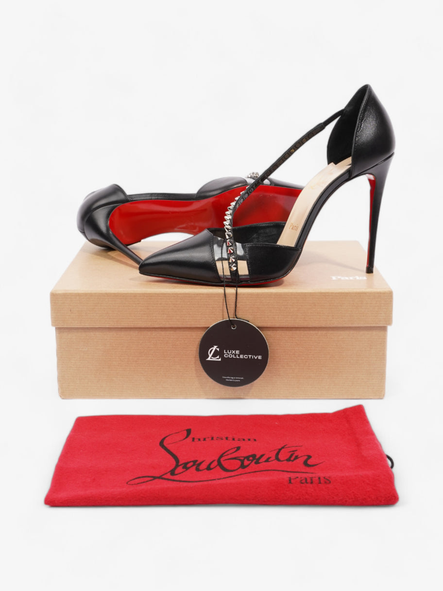 Christian Louboutin Spike Cross Heels 100 Black / Silver Leather EU 38.5 UK 5.5 Image 10