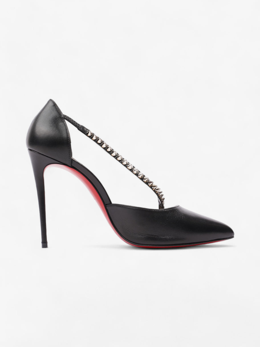 Christian Louboutin Spike Cross Heels 100 Black / Silver Leather EU 38.5 UK 5.5 Image 4