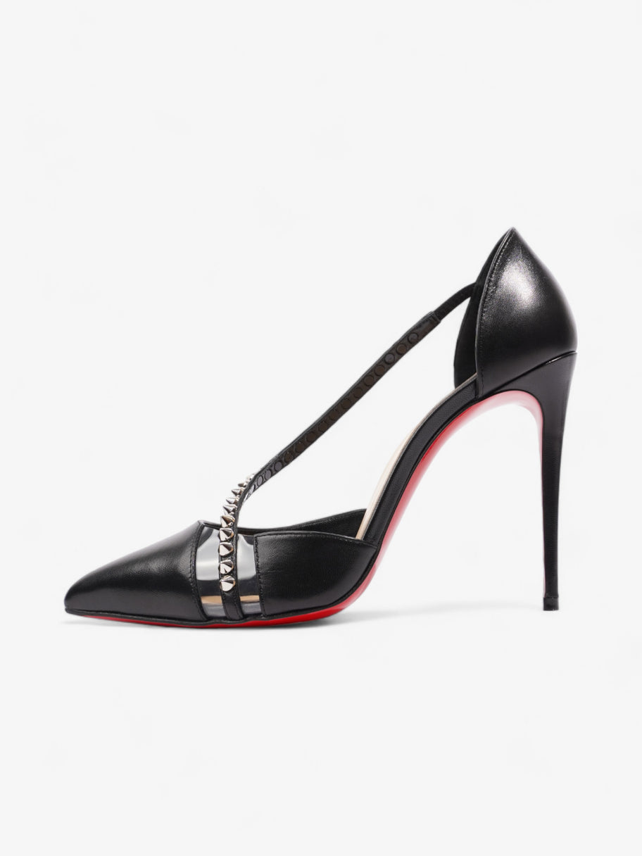 Christian Louboutin Spike Cross Heels 100 Black / Silver Leather EU 38.5 UK 5.5 Image 5