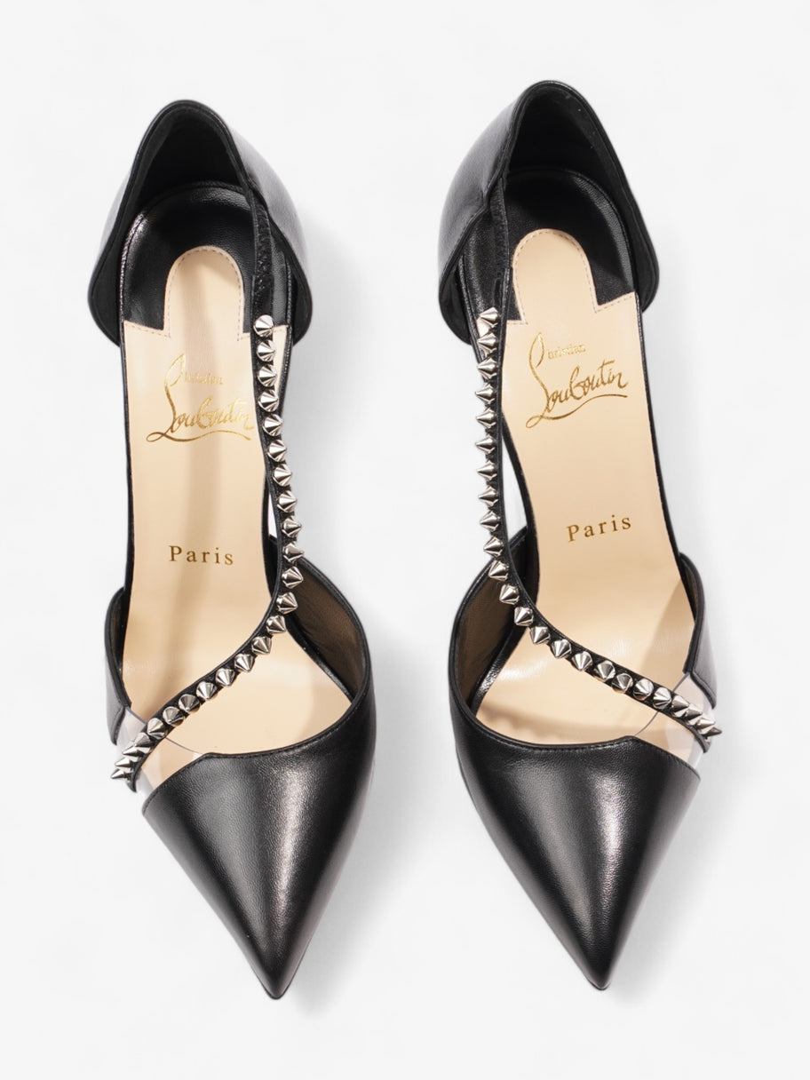 Christian Louboutin Spike Cross Heels 100 Black / Silver Leather EU 38.5 UK 5.5 Image 8