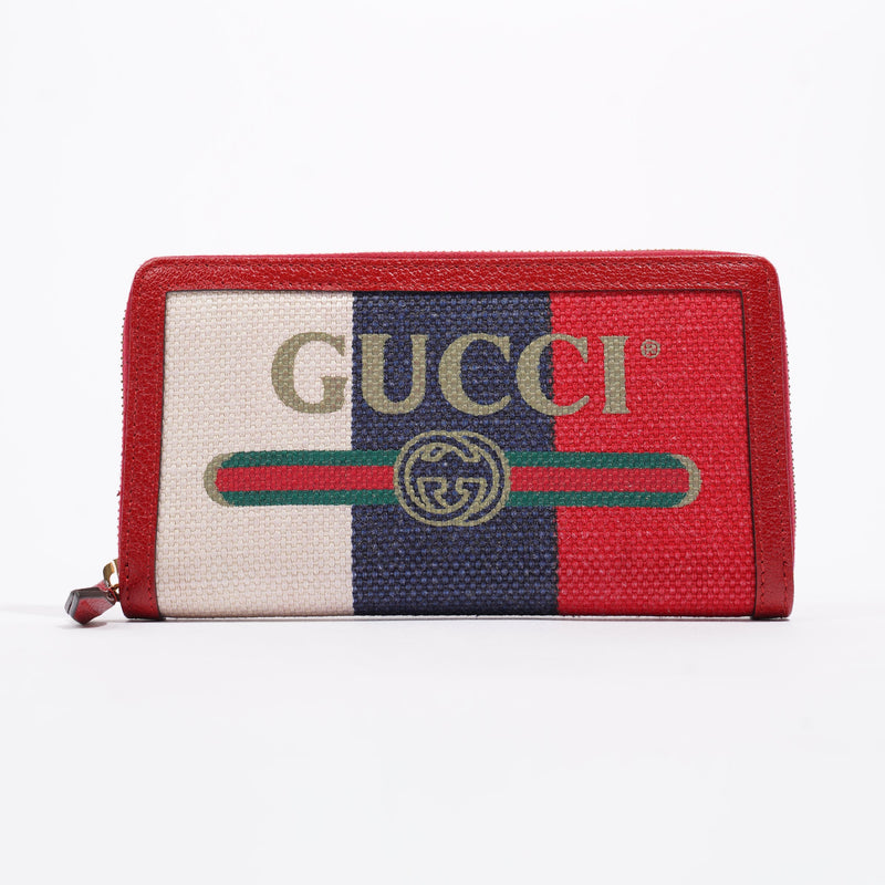  Zip Around Wallet Red / Navy / Cream Canvas