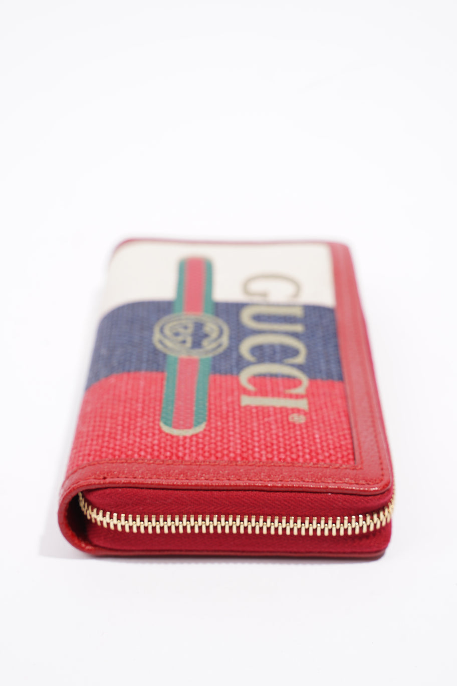 Zip Around Wallet Red / Navy / Cream Canvas Image 4