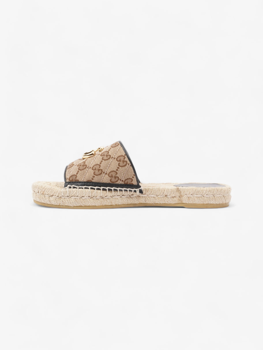 Gucci GG MATELASSÉ CANVAS ESPADRILLE SANDAL Beige Monogram / Black Canvas EU 38.5 UK 5.5 Image 3