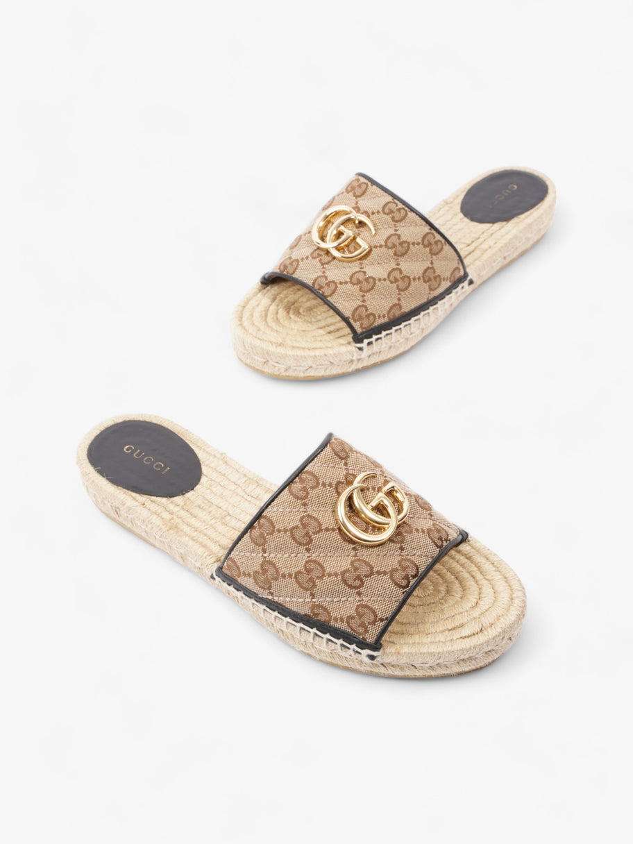 Gucci GG MATELASSÉ CANVAS ESPADRILLE SANDAL Beige Monogram / Black Canvas EU 38.5 UK 5.5 Image 9