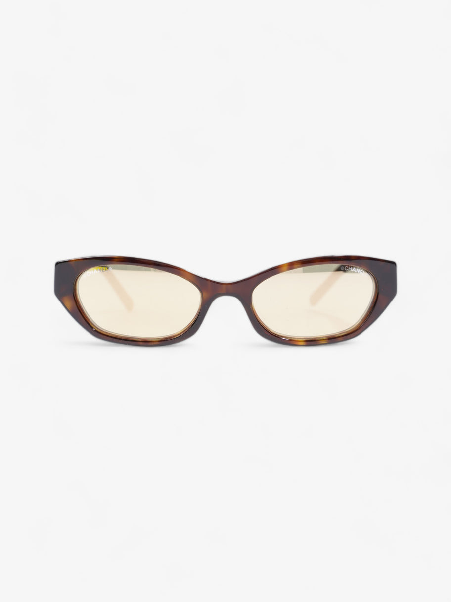 Chanel Small Rectangle Sunglasses Brown  / Gold Acetate 135mm Image 1