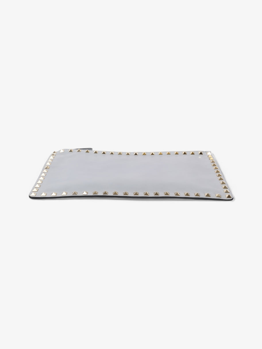 Valentino Rockstud Zip Clutch Blue Grey Calfskin Leather Large Image 6