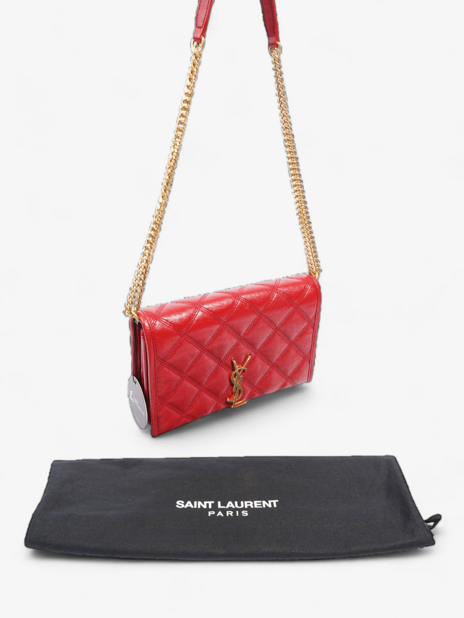 Saint Laurent Becky Chain Wallet Red Leather Image 9