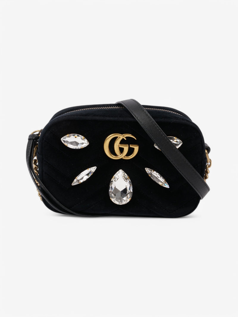  Gucci GG Marmont Crystal Black Velvet Mini