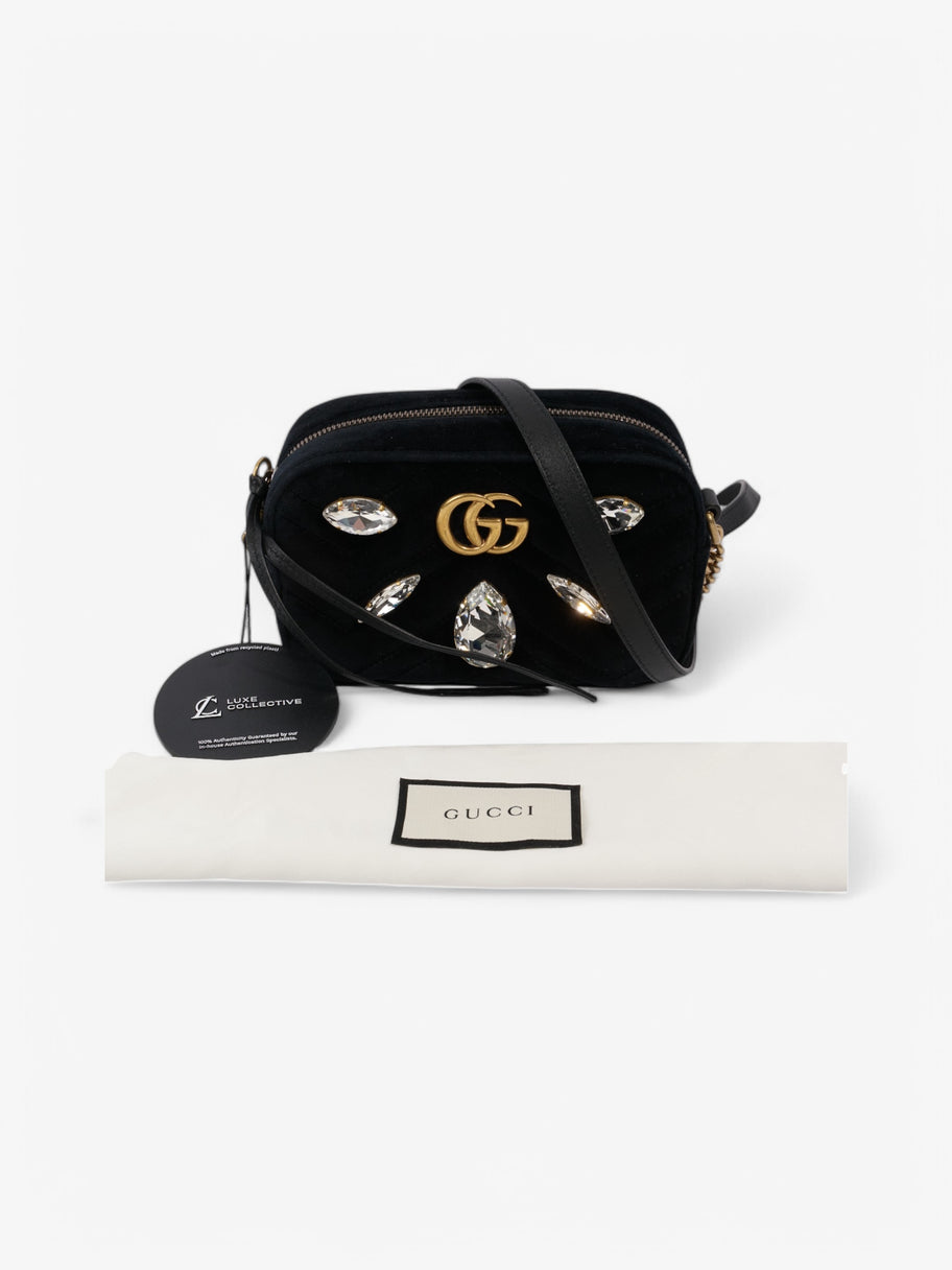 Gucci GG Marmont Crystal Black Velvet Mini Image 9