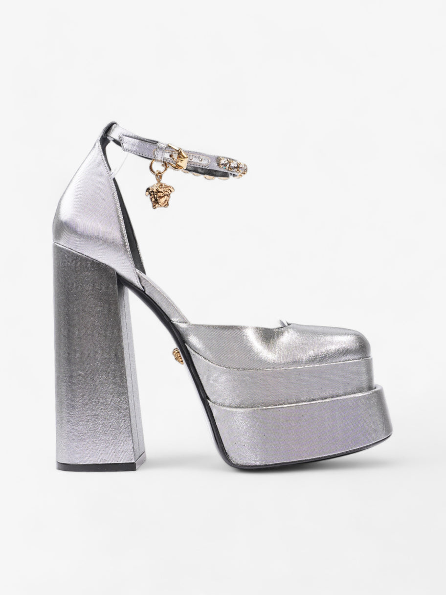 Versace Medusa Aevitas Platform Pumps 135mm Silver Nylon EU 38.5 UK 5.5 Image 1