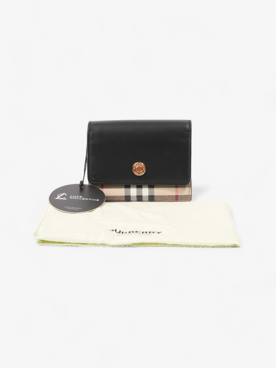 Burberry Fold Over Wallet Black / Vintage Check Leather Image 10