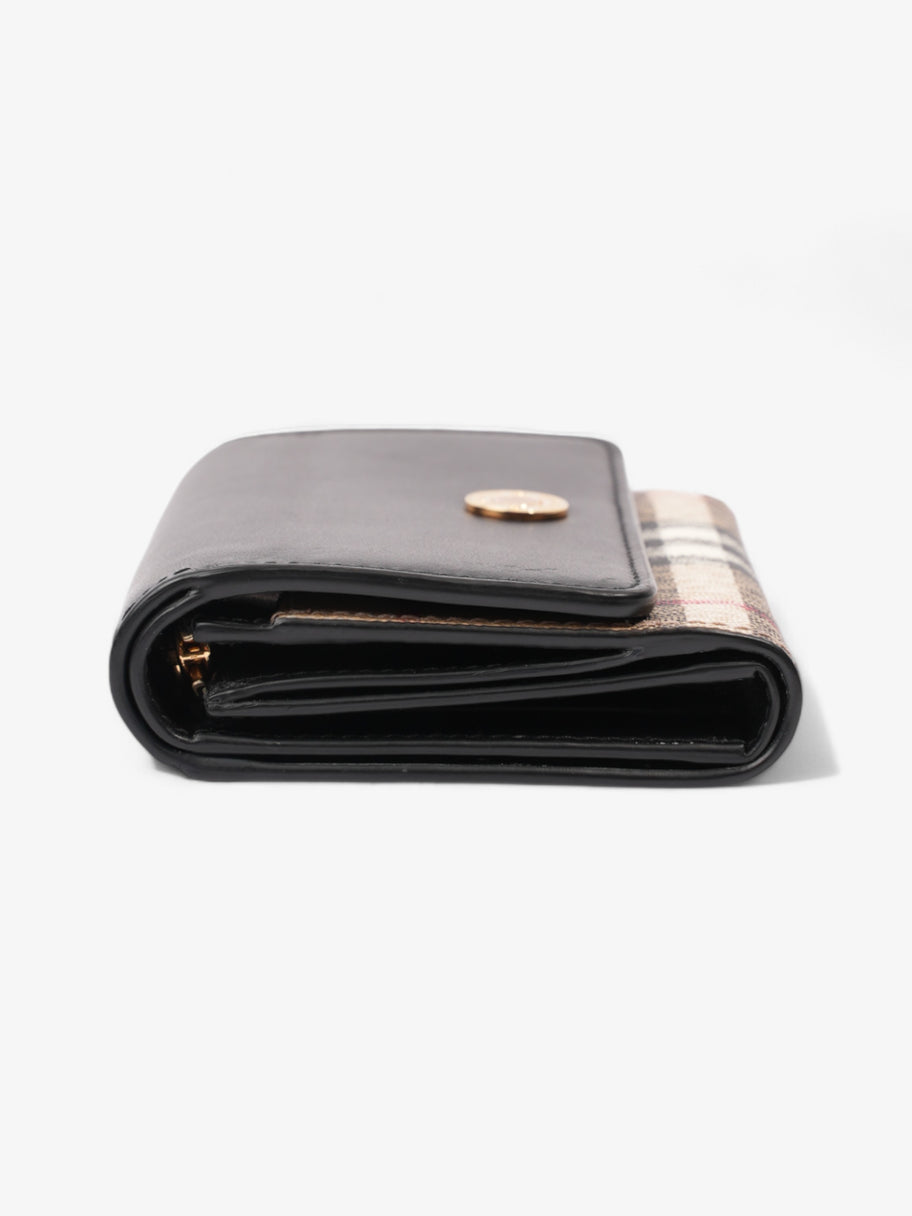 Burberry Fold Over Wallet Black / Vintage Check Leather Image 2