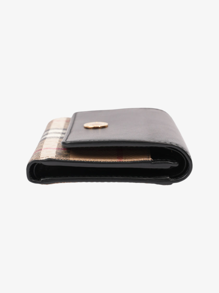 Burberry Fold Over Wallet Black / Vintage Check Leather Image 4